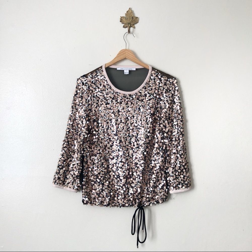 Diane Von Furstenberg Kavita Sequin Top NWOT
